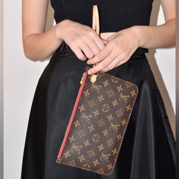 💕 LOUIS VUITTON Neverfull Monogram "PEONY" Mm/Gm Clutch/ Wristlet/Crossbody - Picture 3 of 16